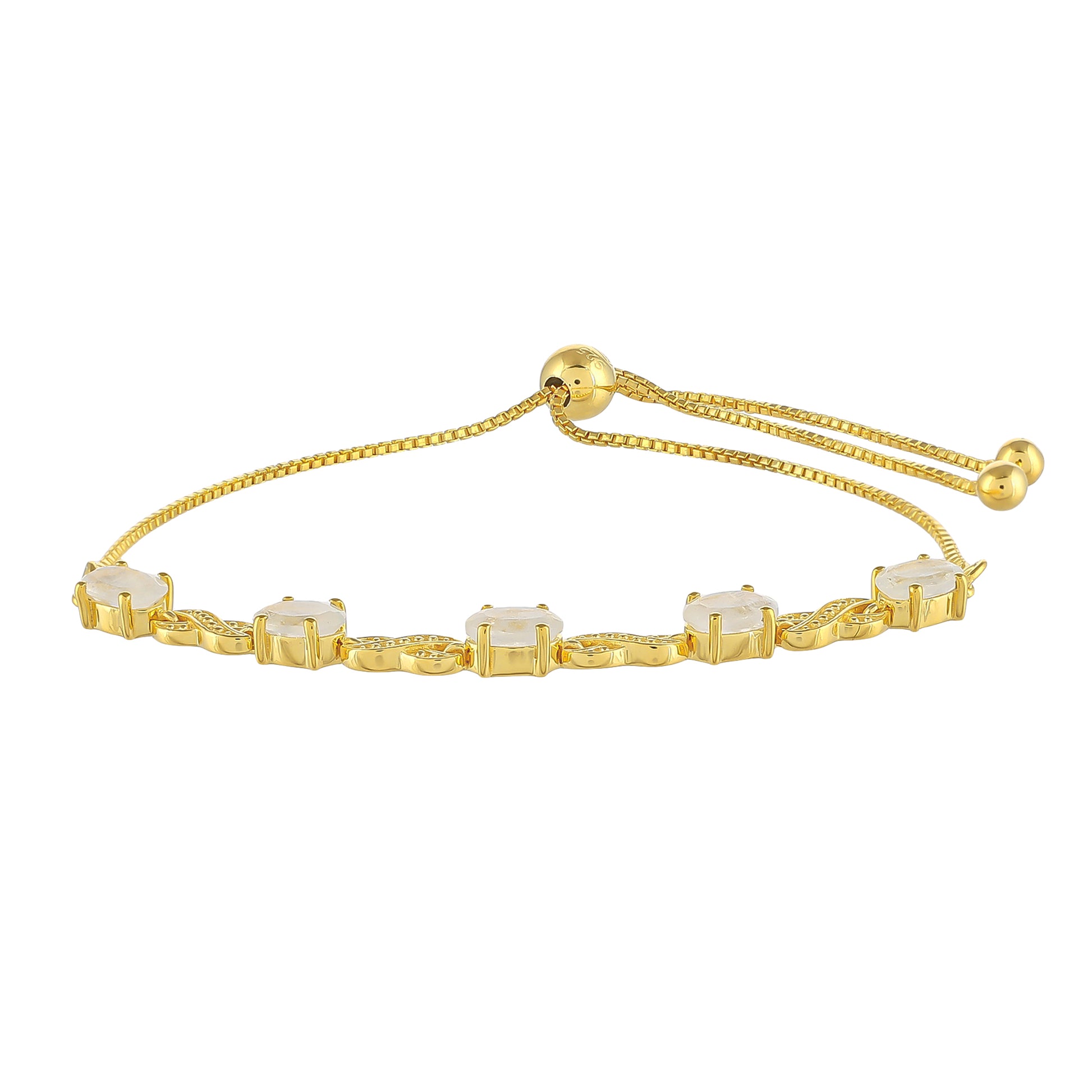 Pozlátený Strieborný Náramok s Dúhovým Mesačným Kameňom 2 