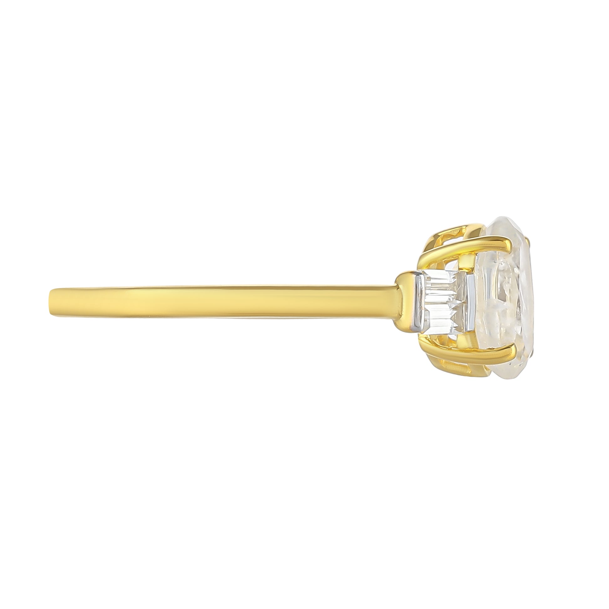 Pozlátený Strieborný Prsteň s Dúhovým Mesačným Kameňom a Bielym Topásom 2 