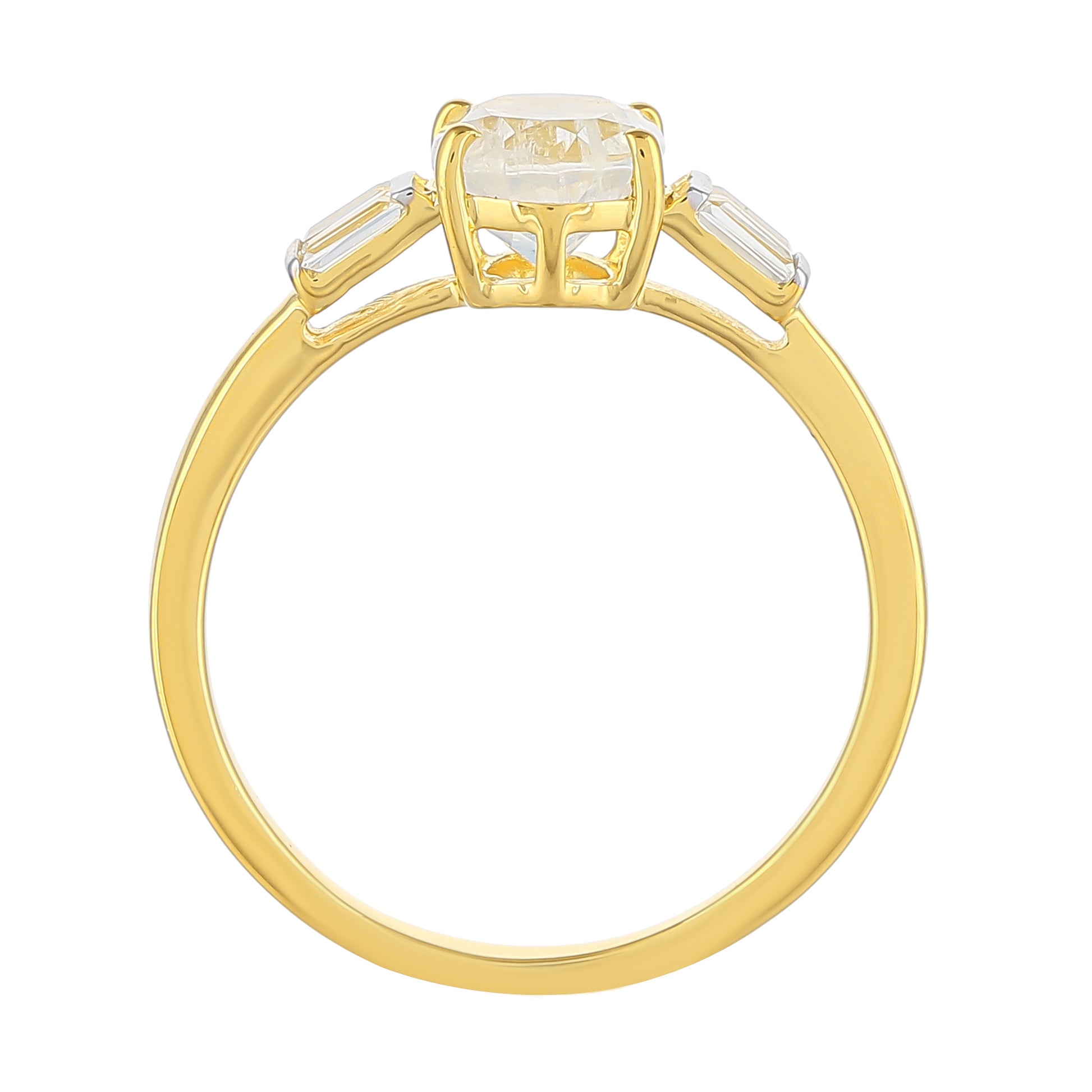 Pozlátený Strieborný Prsteň s Dúhovým Mesačným Kameňom a Bielym Topásom 4 