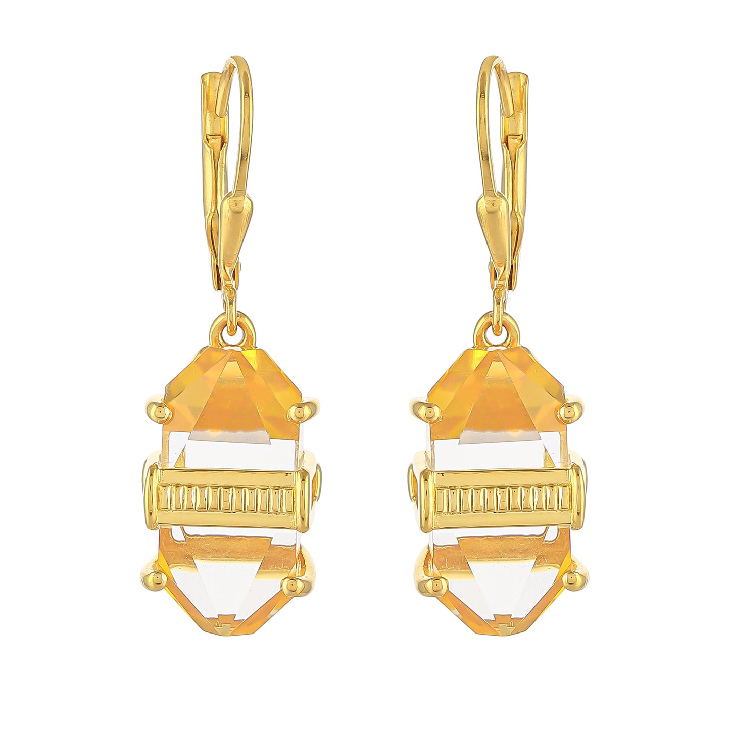 Pozlátené Strieborné Náušnice s Americkým Ohnivým Opálom a Optickým Kremeňom