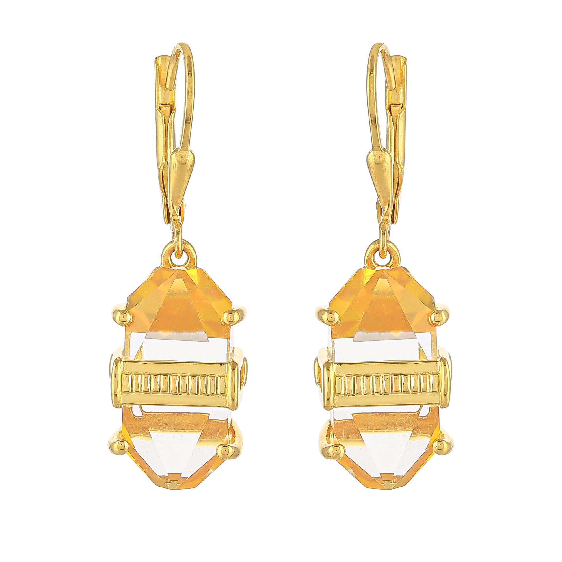 Pozlátené Strieborné Náušnice s Americkým Ohnivým Opálom a Optickým Kremeňom 1 