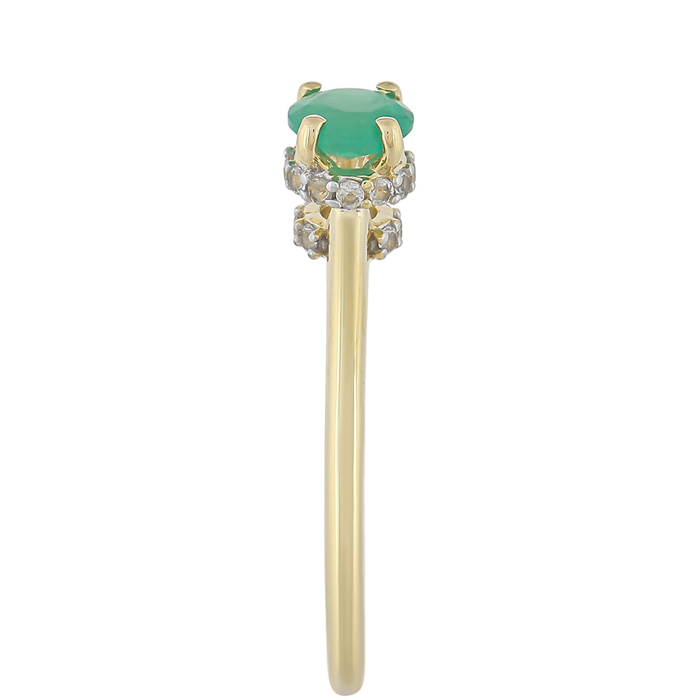 Zlatý Prsteň s Brazílskym Smaragdom a Bielym Topásom 3 