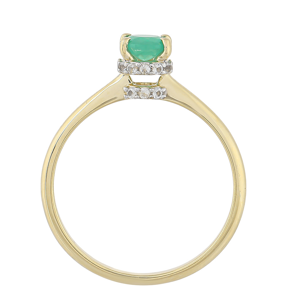 Zlatý Prsteň s Brazílskym Smaragdom a Bielym Topásom 4 