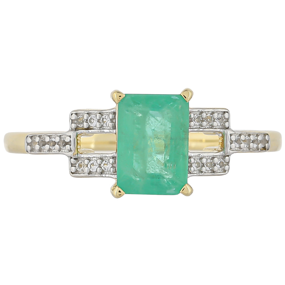 Zlatý Prsteň s Brazílskym Smaragdom a Bielym Topásom