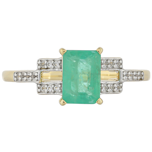 Zlatý Prsteň s Brazílskym Smaragdom a Bielym Topásom