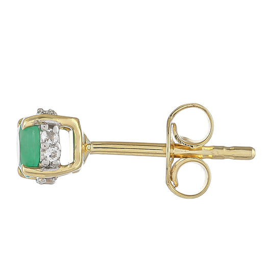 Zlaté Náušnice s Brazílskym Smaragdom a Bielym Topásom