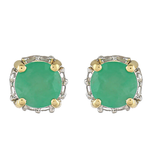 Zlaté Náušnice s Brazílskym Smaragdom a Bielym Topásom
