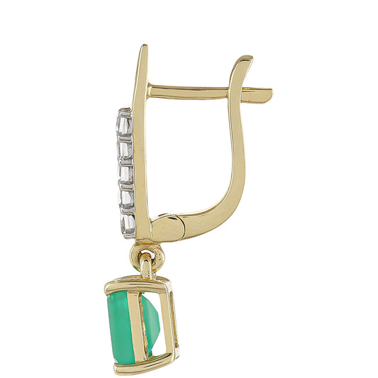 Zlaté Náušnice s Brazílskym Smaragdom a Bielym Topásom