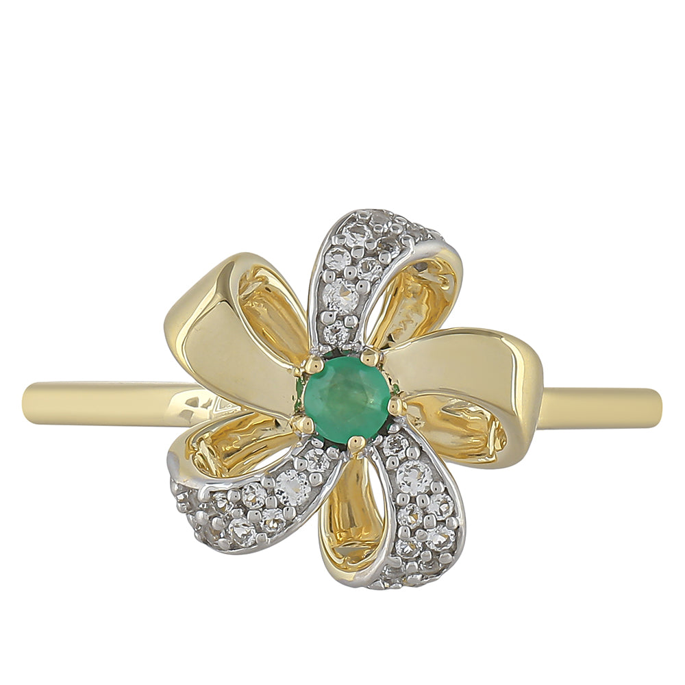 Zlatý Prsteň s Brazílskym Smaragdom a Bielym Topásom 1 