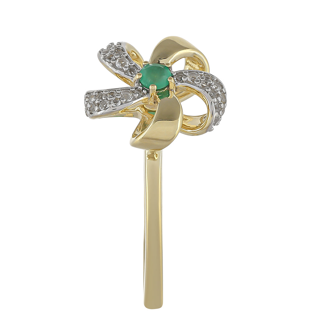 Zlatý Prsteň s Brazílskym Smaragdom a Bielym Topásom