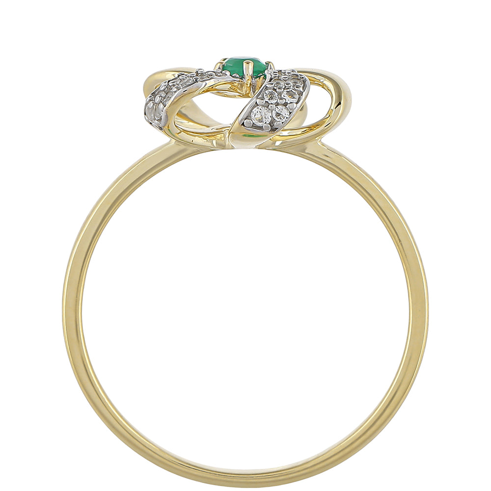 Zlatý Prsteň s Brazílskym Smaragdom a Bielym Topásom 3 