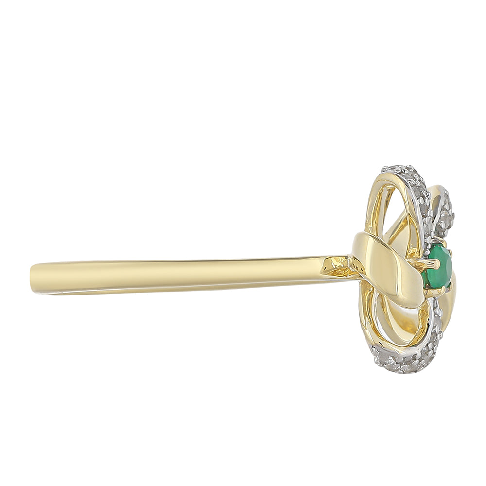 Zlatý Prsteň s Brazílskym Smaragdom a Bielym Topásom 4 