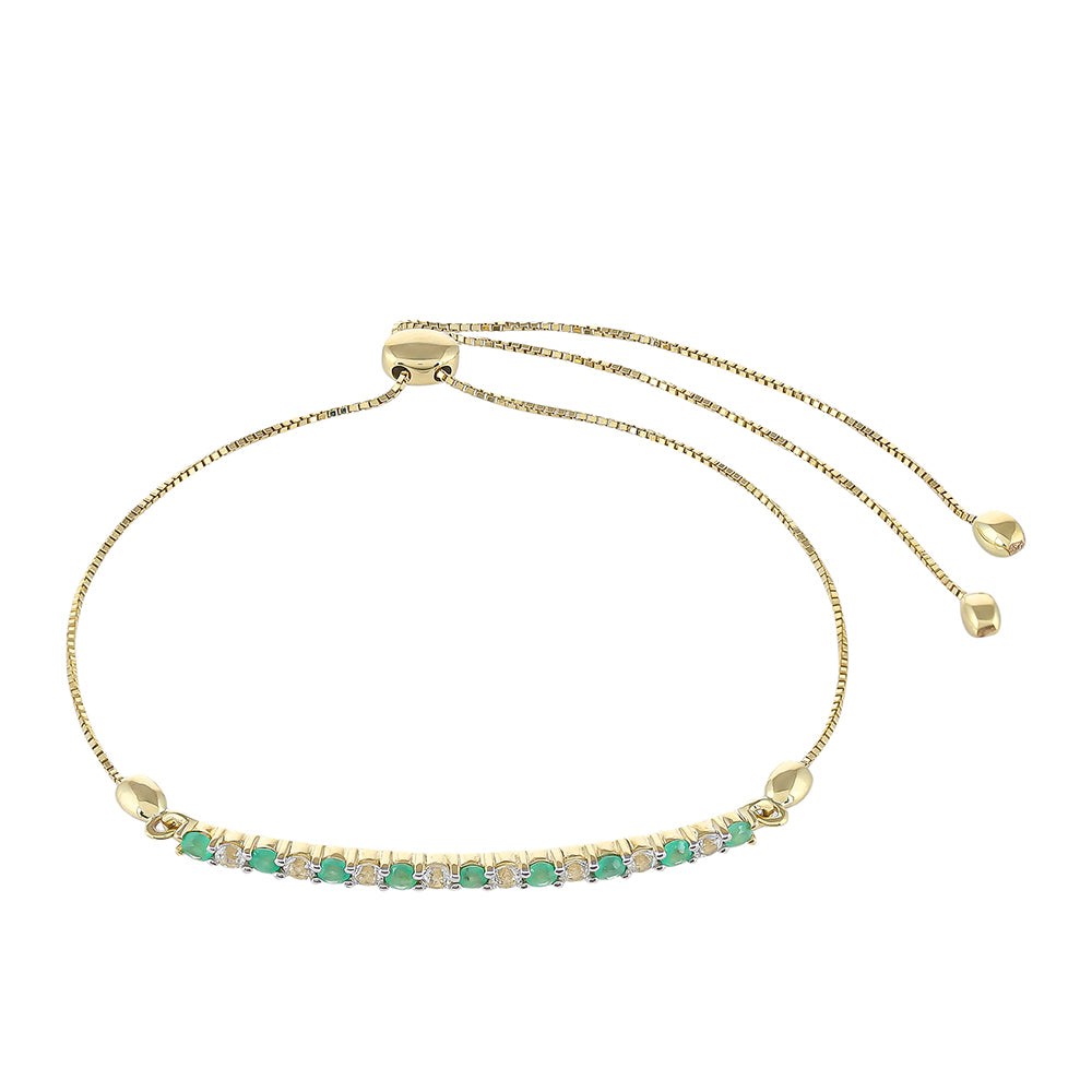 Zlatý Náramok s Brazílskym Smaragdom a Bielym Topásom 2 