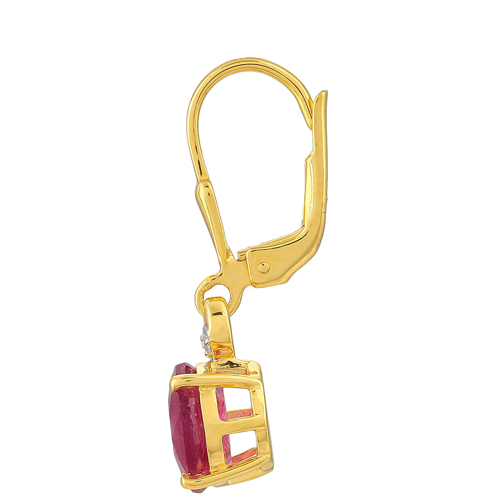 Pozlátené Strieborné Náušnice s Thajským Rubínom a Bielym Topásom 2 