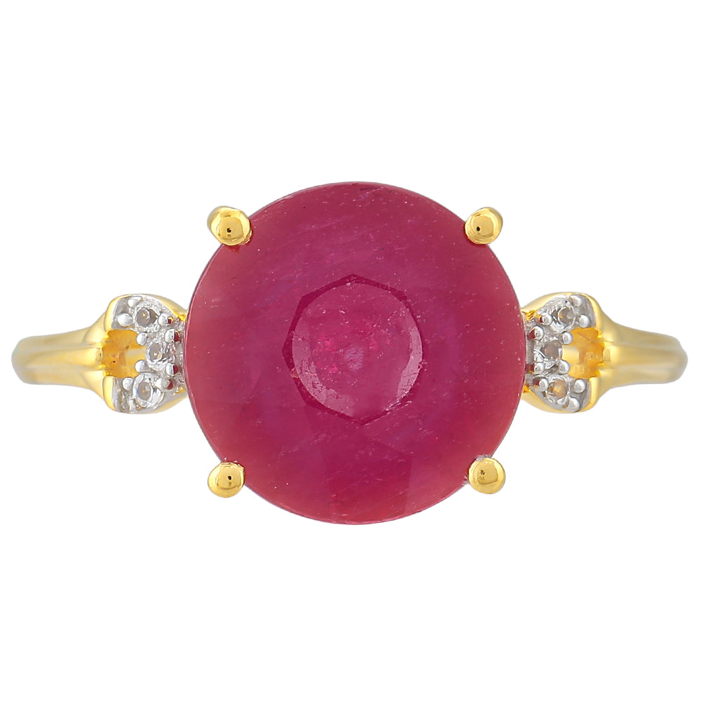 Pozlátený Strieborný Prsteň s Thajským Rubínom a Bielym Topásom 1 