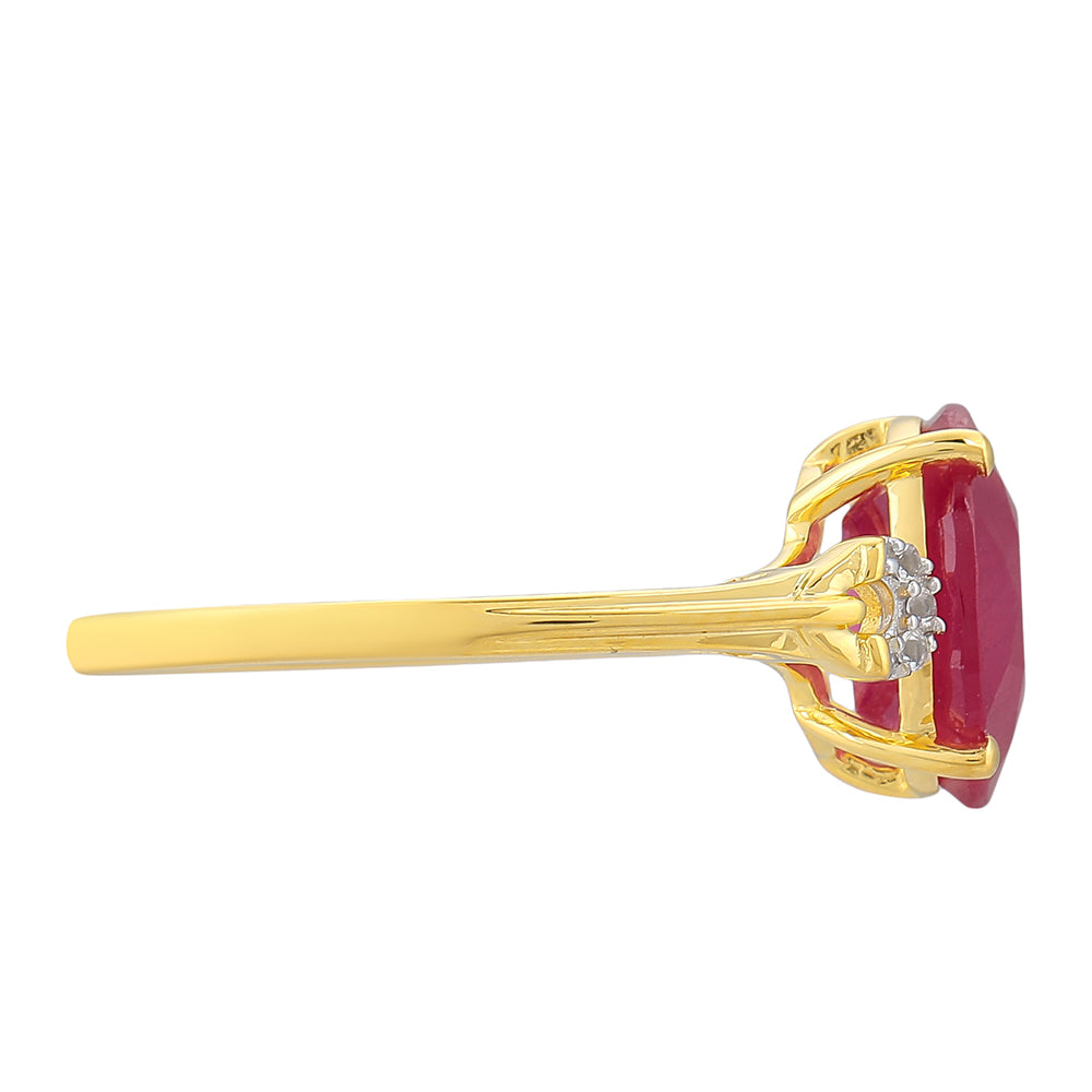 Pozlátený Strieborný Prsteň s Thajským Rubínom a Bielym Topásom 2 