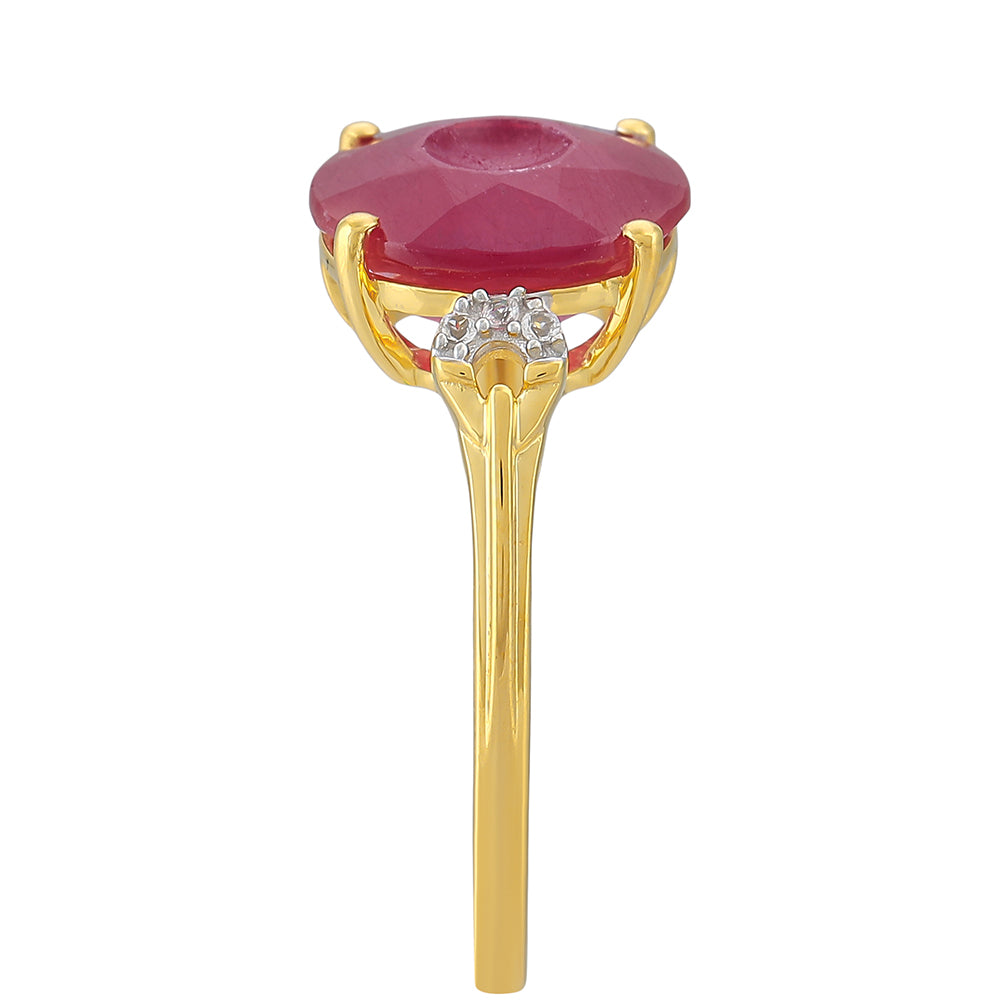 Pozlátený Strieborný Prsteň s Thajským Rubínom a Bielym Topásom 3 