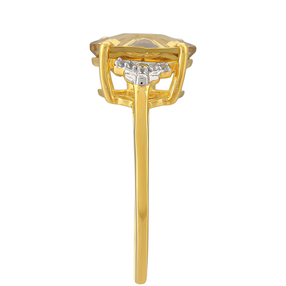 Pozlátený Strieborný Prsteň s Tanzanitom a Champagne Kremeňom