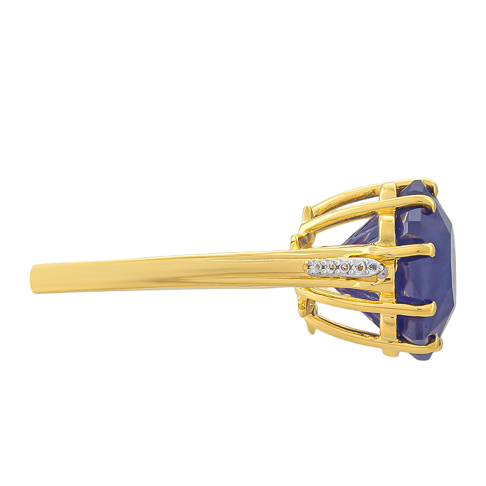 Pozlátený Strieborný Prsteň s Thajským Modrým Zafírom a Bielym Topásom 2 