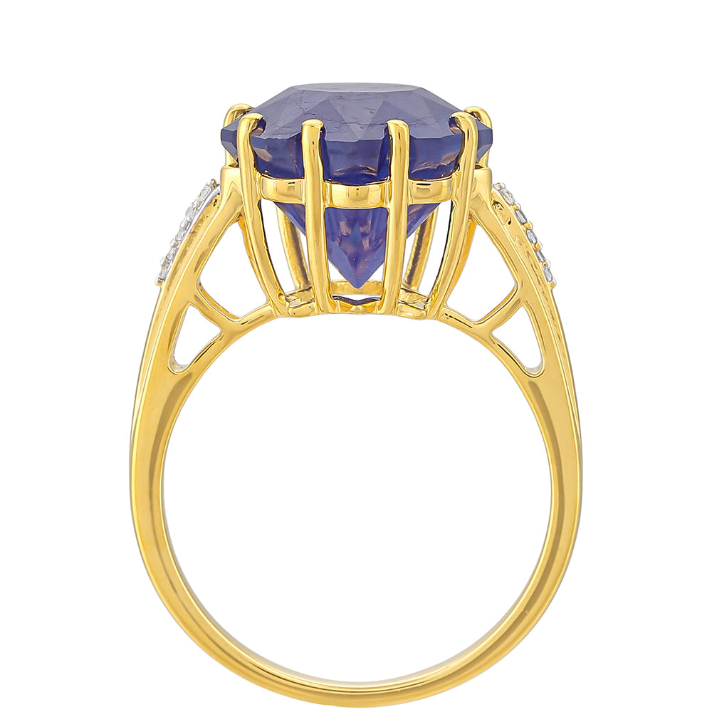 Pozlátený Strieborný Prsteň s Thajským Modrým Zafírom a Bielym Topásom 4 