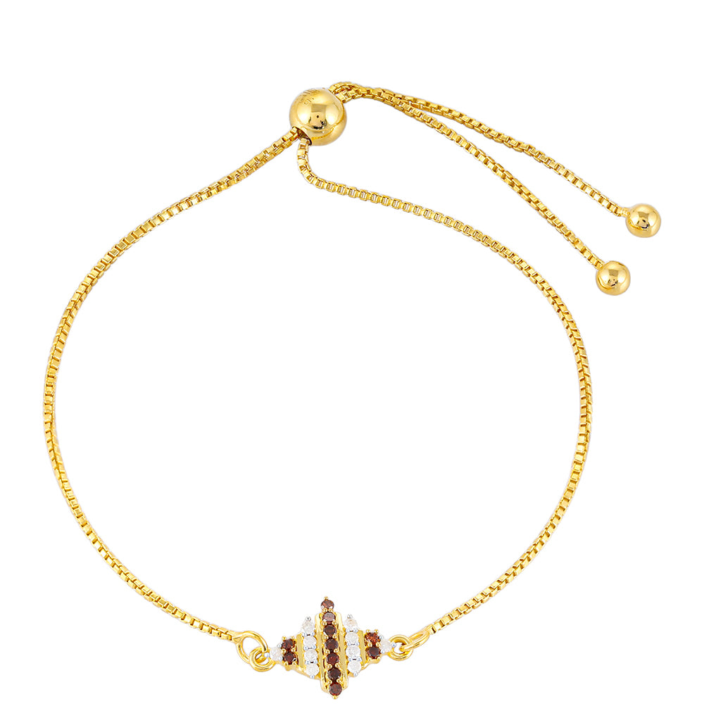 Pozlátený Strieborný Náramok s Červeným Diamantom a Bielym Diamantom