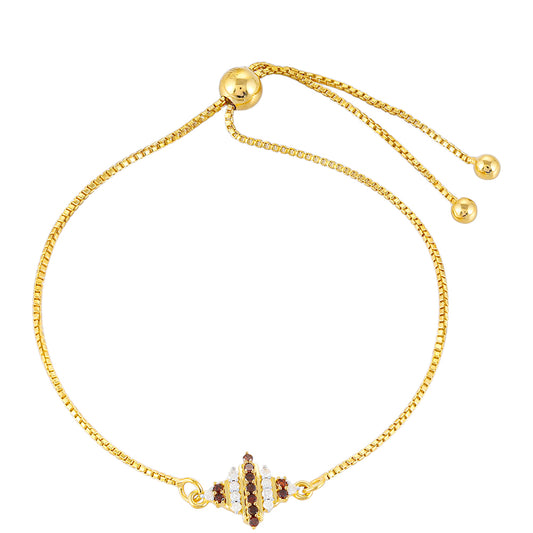 Pozlátený Strieborný Náramok s Červeným Diamantom a Bielym Diamantom