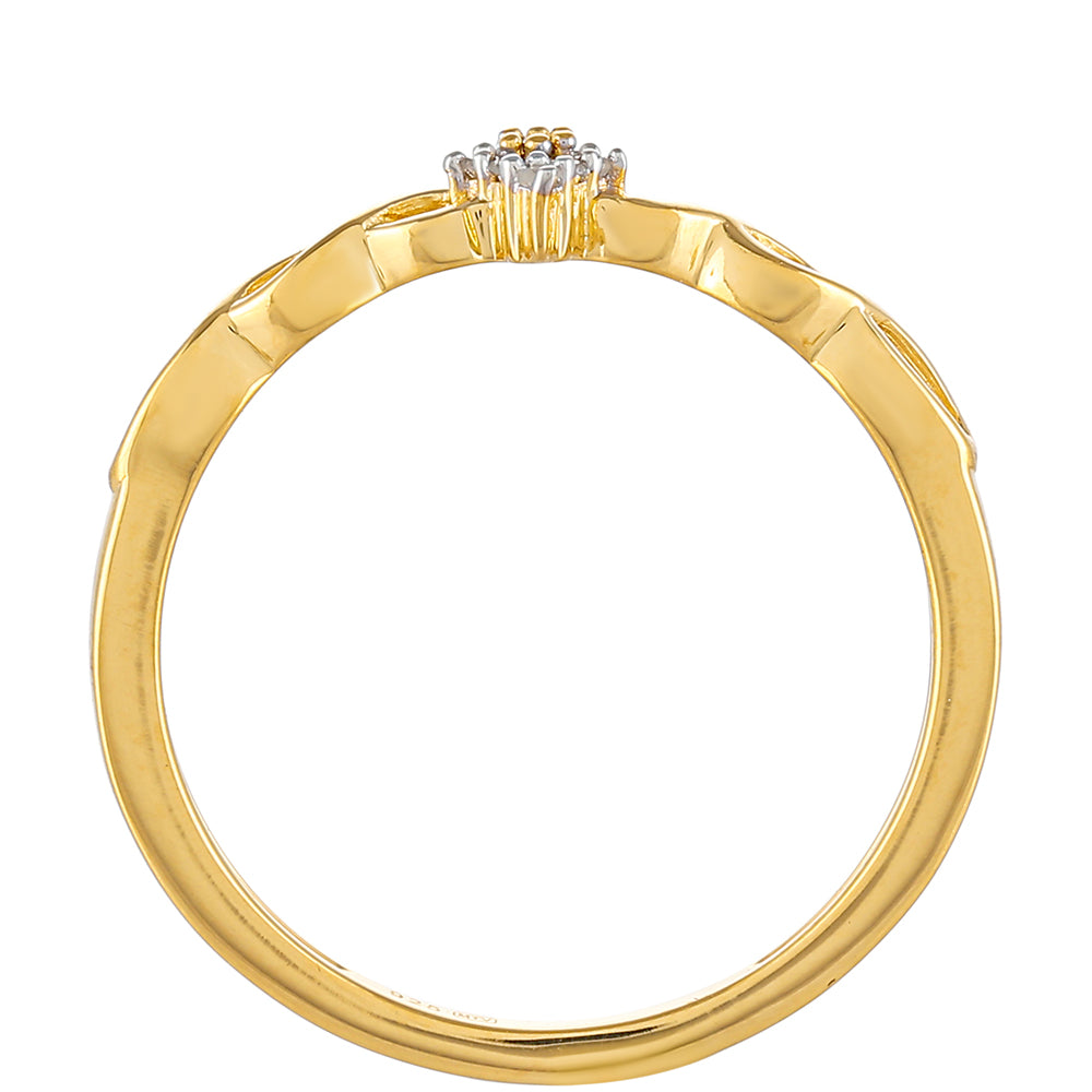 Pozlátený Strieborný Prsteň s Červeným Diamantom a Bielym Diamantom