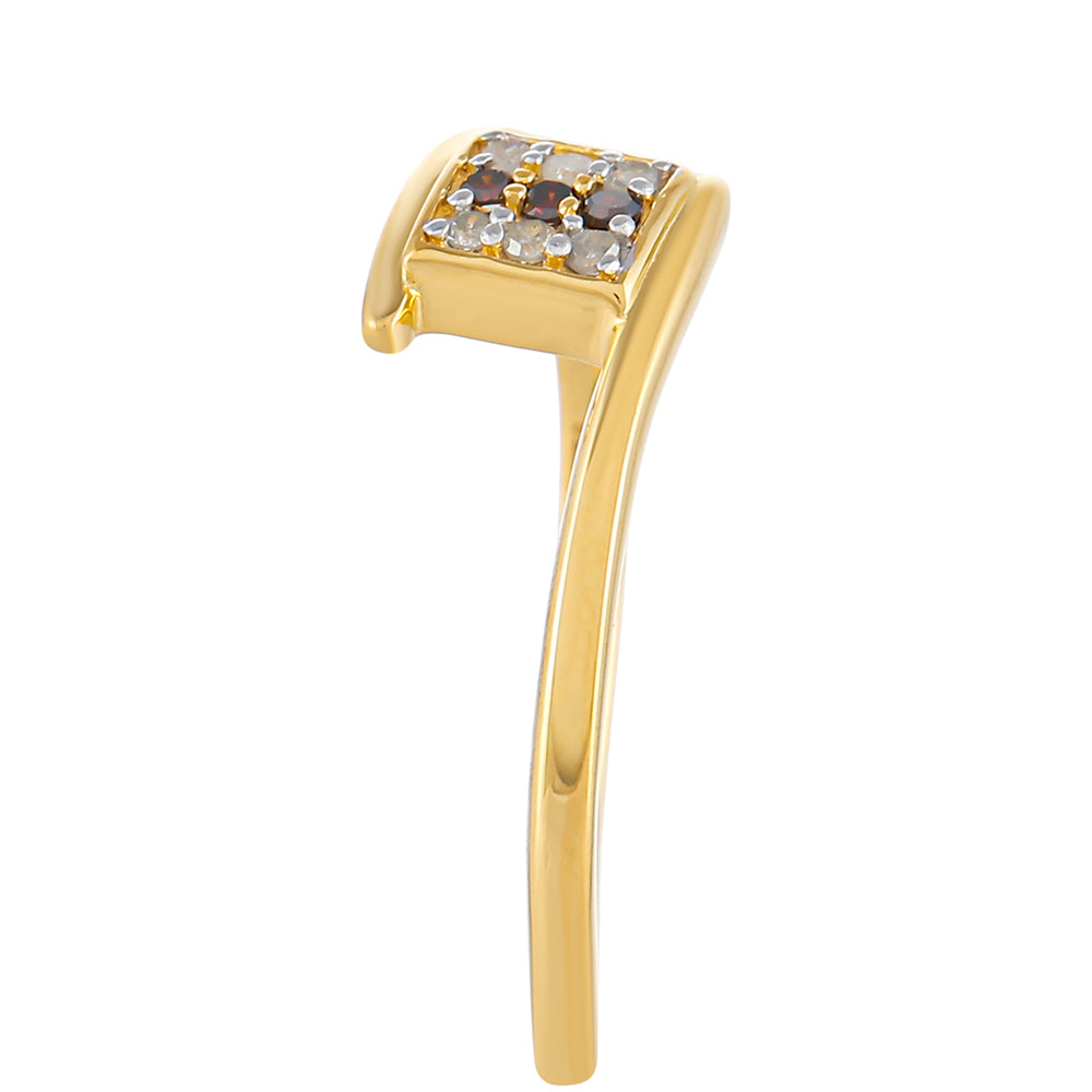 Pozlátený Strieborný Prsteň s Červeným Diamantom a Bielym Diamantom 3 