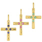 Kríž Pozlátené Strieborné Sada s Thajským Rubínom a Brazílskym Smaragdom ( Prívesok )