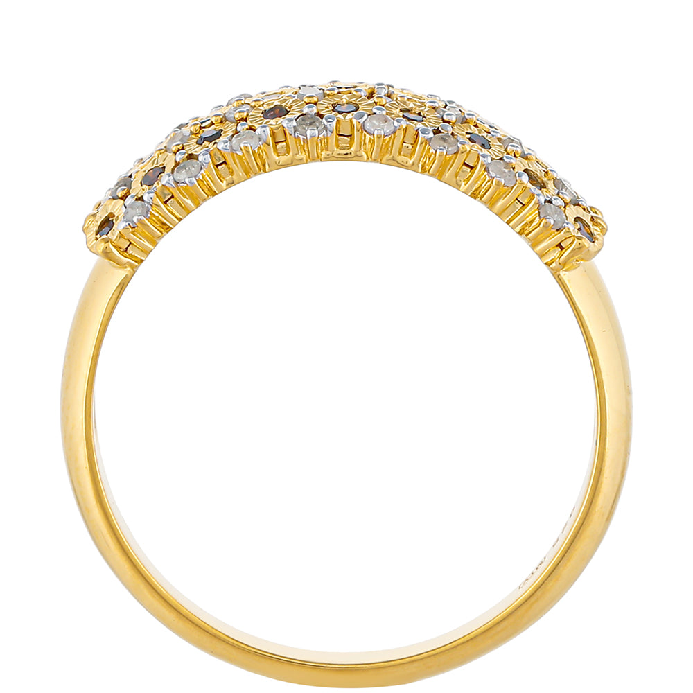 Pozlátený Strieborný Prsteň s Červeným Diamantom a Bielym Diamantom 4 