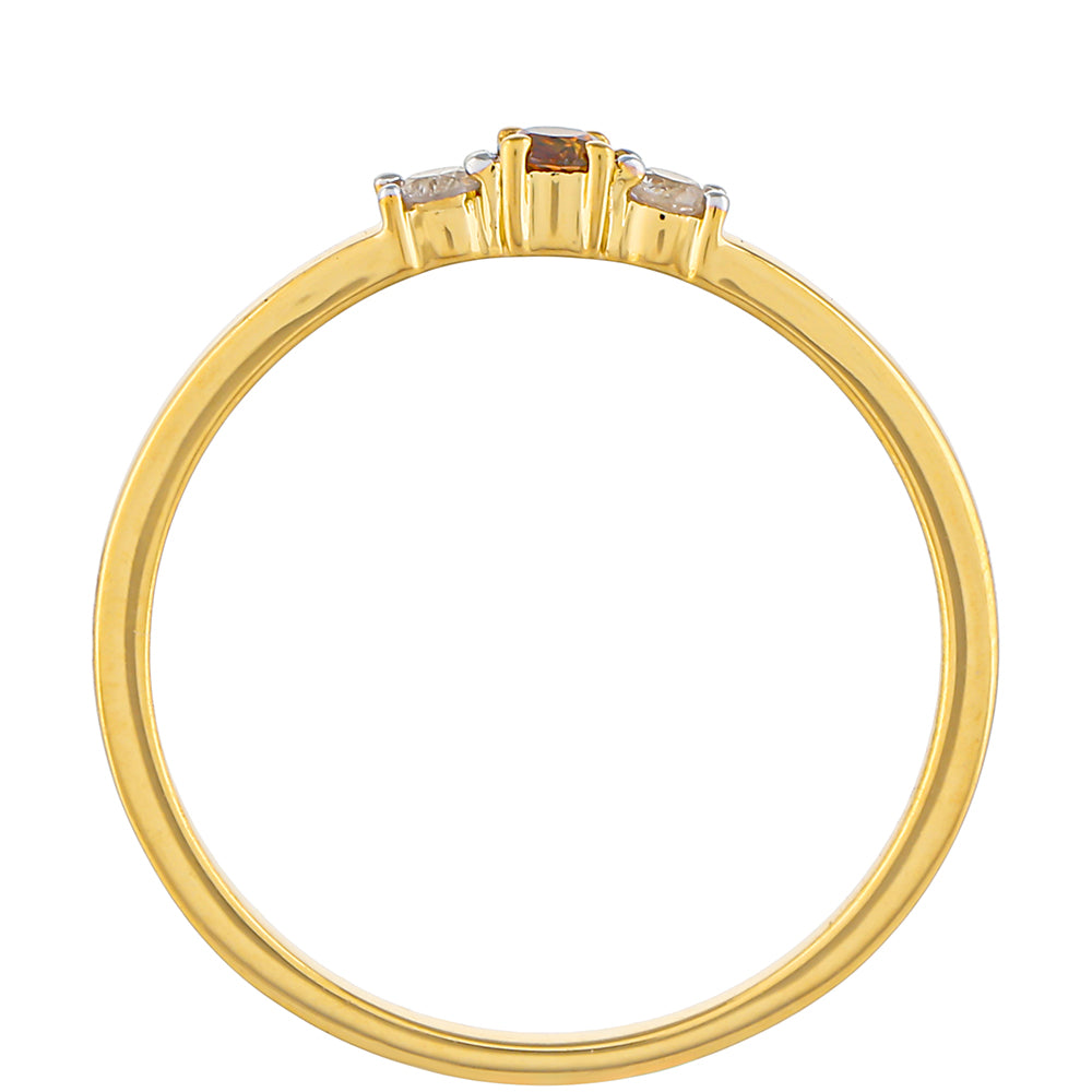 Pozlátený Strieborný Prsteň s Červeným Diamantom a Bielym Diamantom 4 