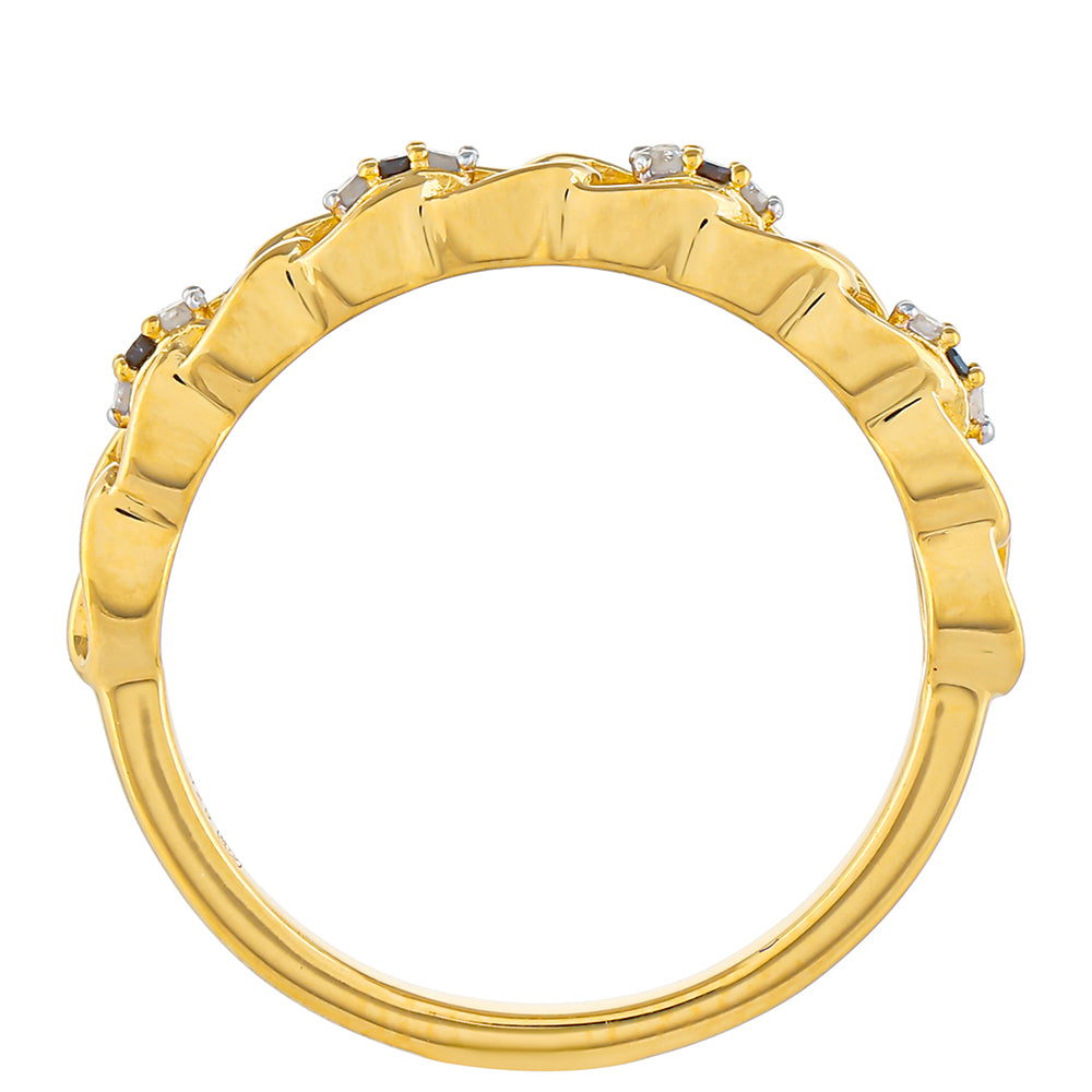 Pozlátený Strieborný Prsteň s Červeným Diamantom a Bielym Diamantom