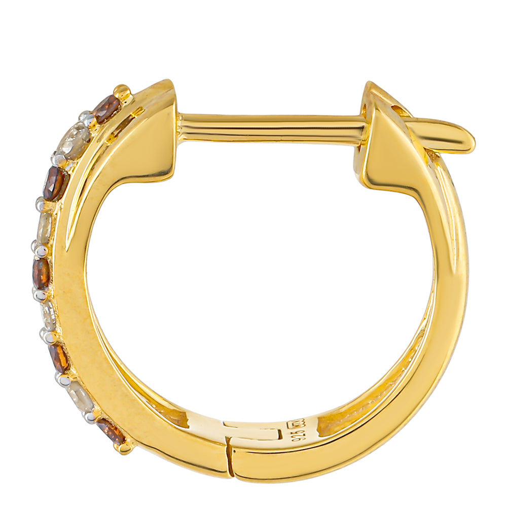 Pozlátené Strieborné Náušnice s Červeným Diamantom a Bielym Diamantom 2 