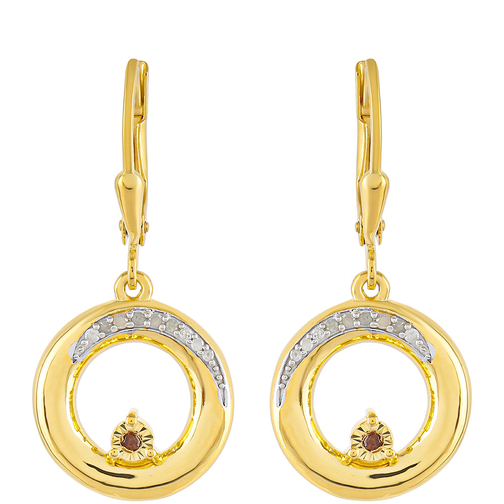 Pozlátené Strieborné Náušnice s Červeným Diamantom a Bielym Diamantom 1 
