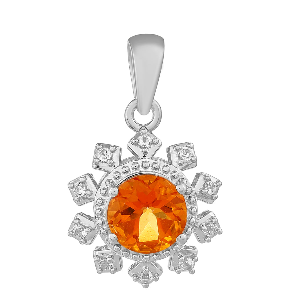 Strieborný Prívesok s Padparadscha Kremeňom a Bielym Topásom