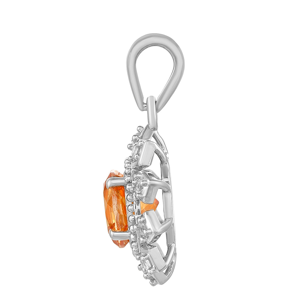 Strieborný Prívesok s Padparadscha Kremeňom a Bielym Topásom 2 