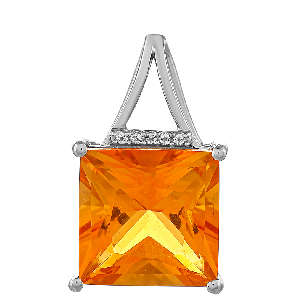 Strieborný Prívesok s Padparadscha Kremeňom a Bielym Topásom