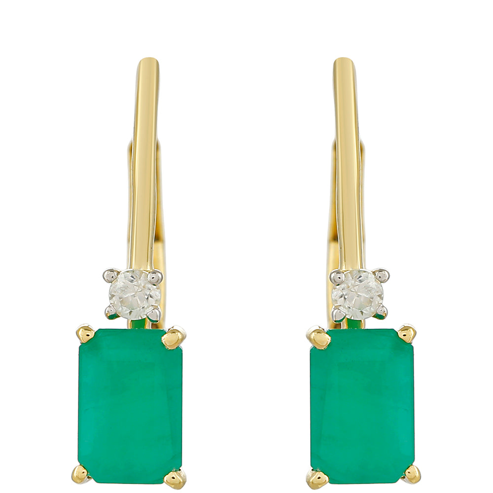 Zlaté Náušnice s Brazílskym Smaragdom a Prírodným Zirkonom 1 