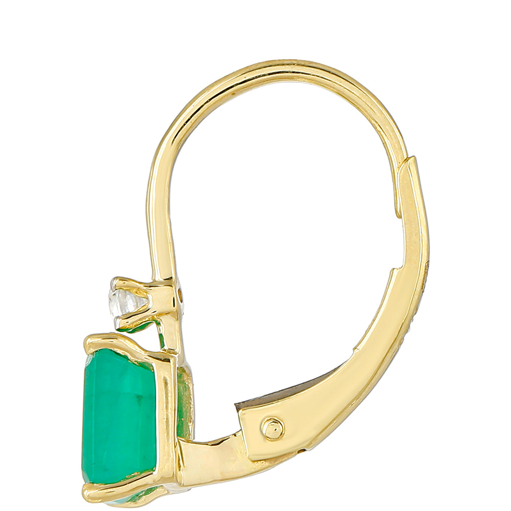 Zlaté Náušnice s Brazílskym Smaragdom a Prírodným Zirkonom 2 