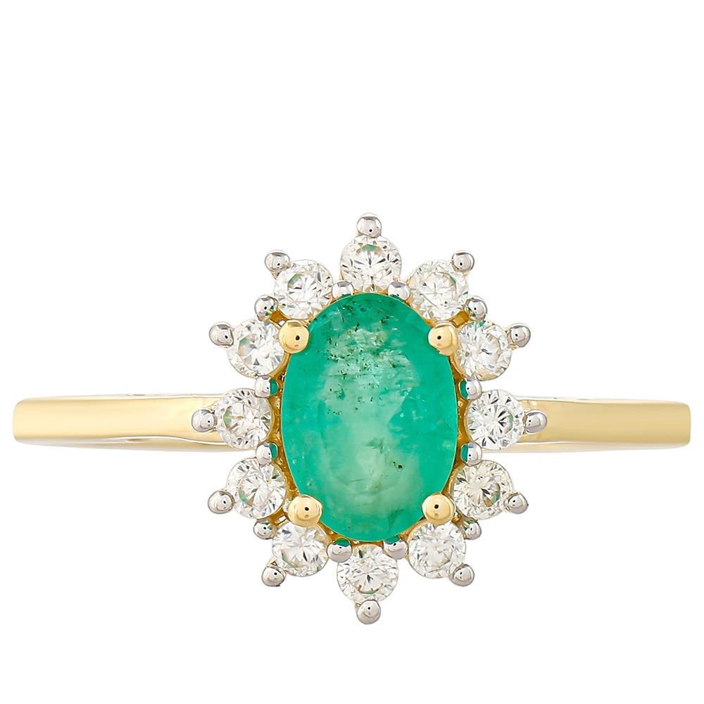 Zlatý Prsteň s Brazílskym Smaragdom a Prírodným Zirkonom 1 