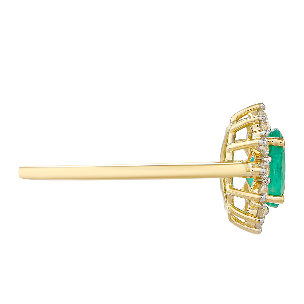 Zlatý Prsteň s Brazílskym Smaragdom a Prírodným Zirkonom 2 