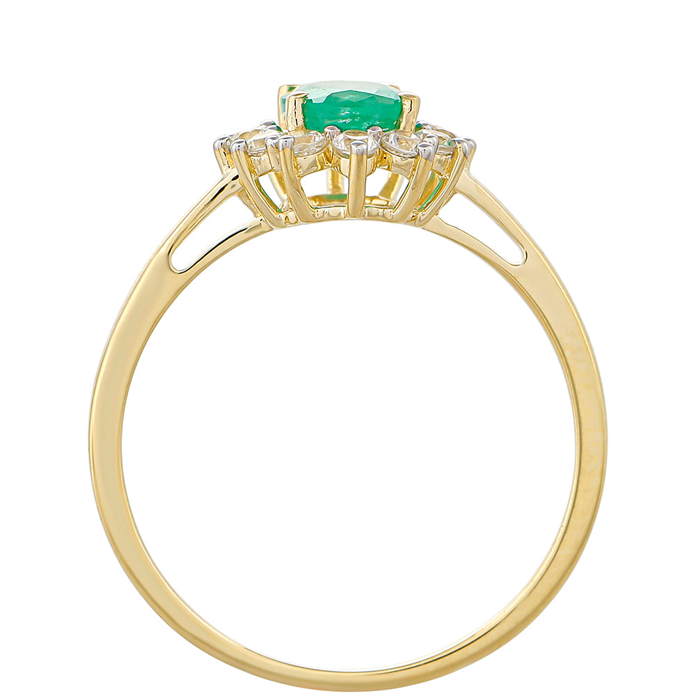 Zlatý Prsteň s Brazílskym Smaragdom a Prírodným Zirkonom 4 