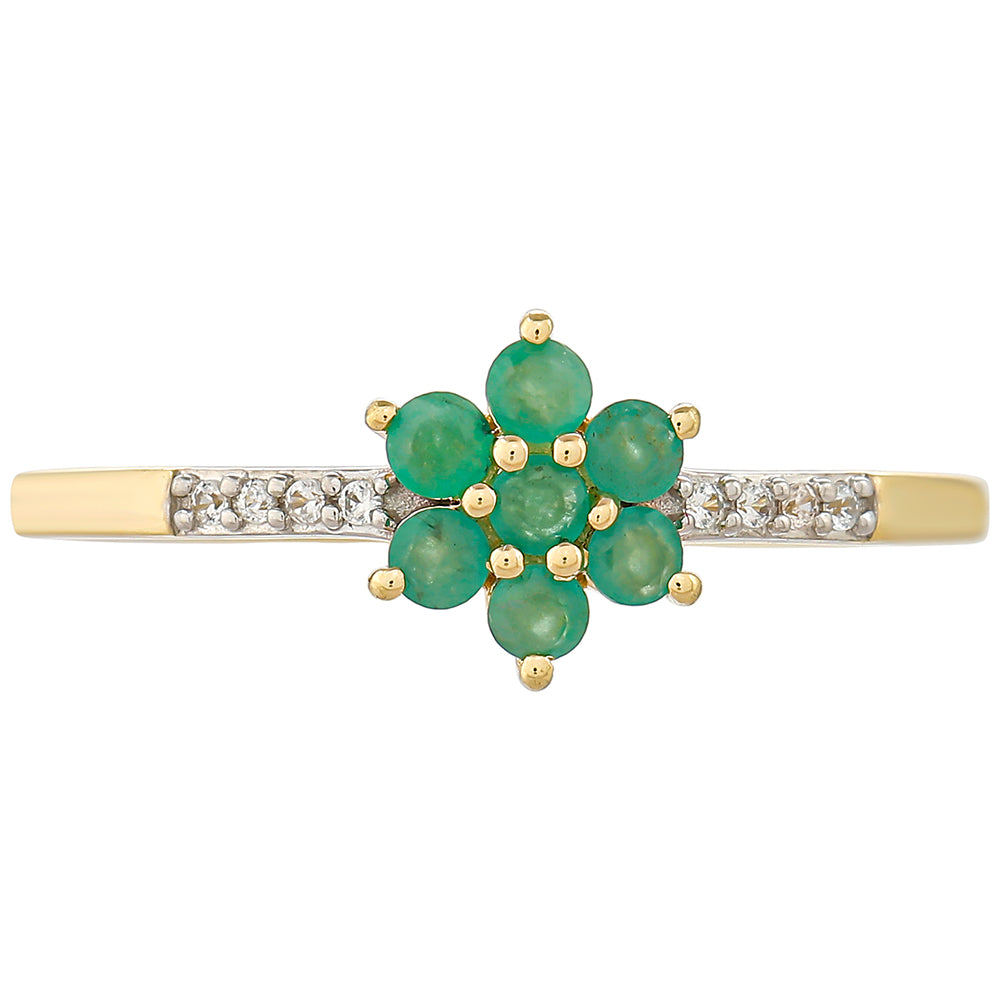 Zlatý Prsteň s Brazílskym Smaragdom a Prírodným Zirkonom