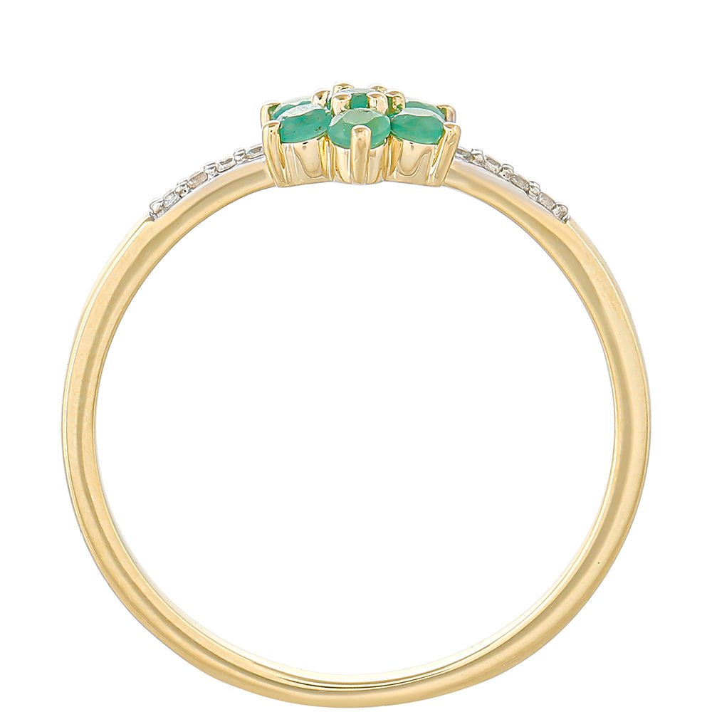 Zlatý Prsteň s Brazílskym Smaragdom a Prírodným Zirkonom 4 