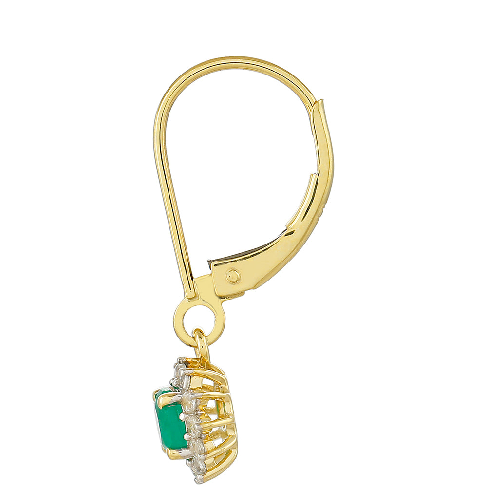 Zlaté Náušnice s Brazílskym Smaragdom a Prírodným Zirkonom 2 