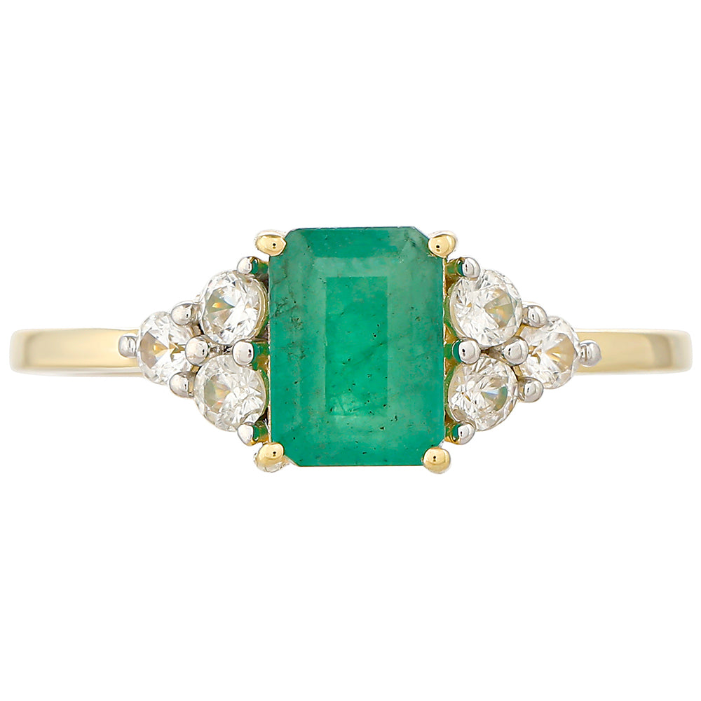 Zlatý Prsteň s Brazílskym Smaragdom a Prírodným Zirkonom 1 