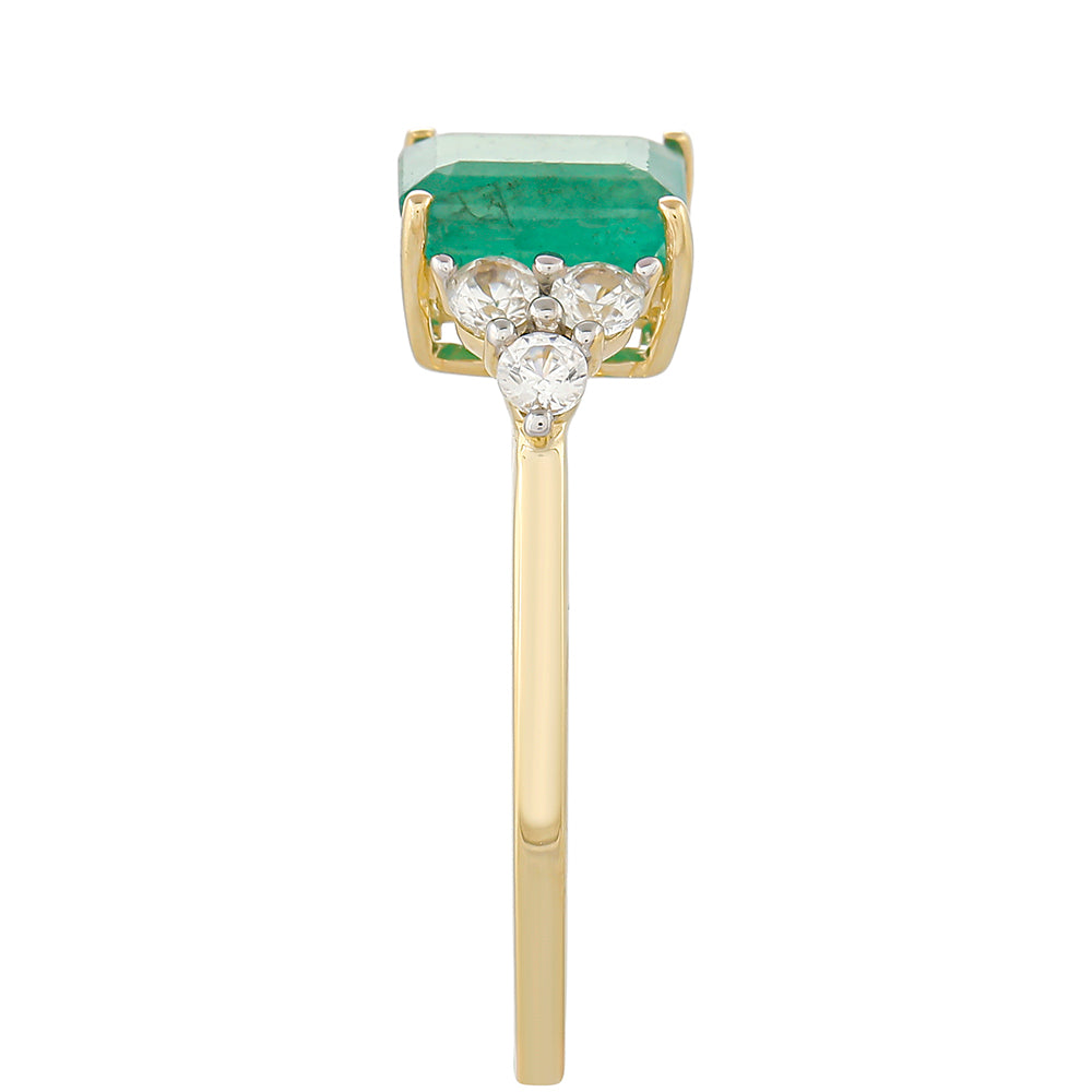 Zlatý Prsteň s Brazílskym Smaragdom a Prírodným Zirkonom 3 