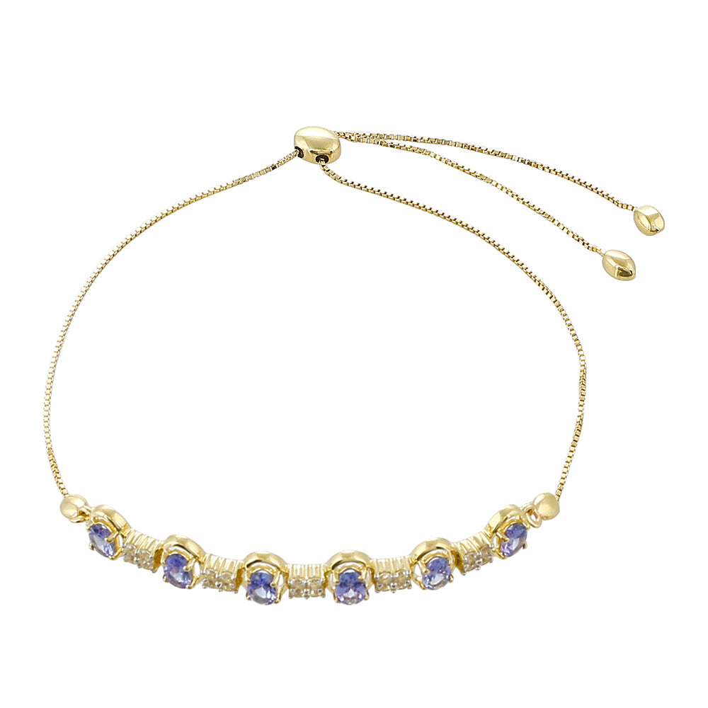 Zlatý Náramok s AAA Tanzanitom a Prírodným Zirkonom 2 