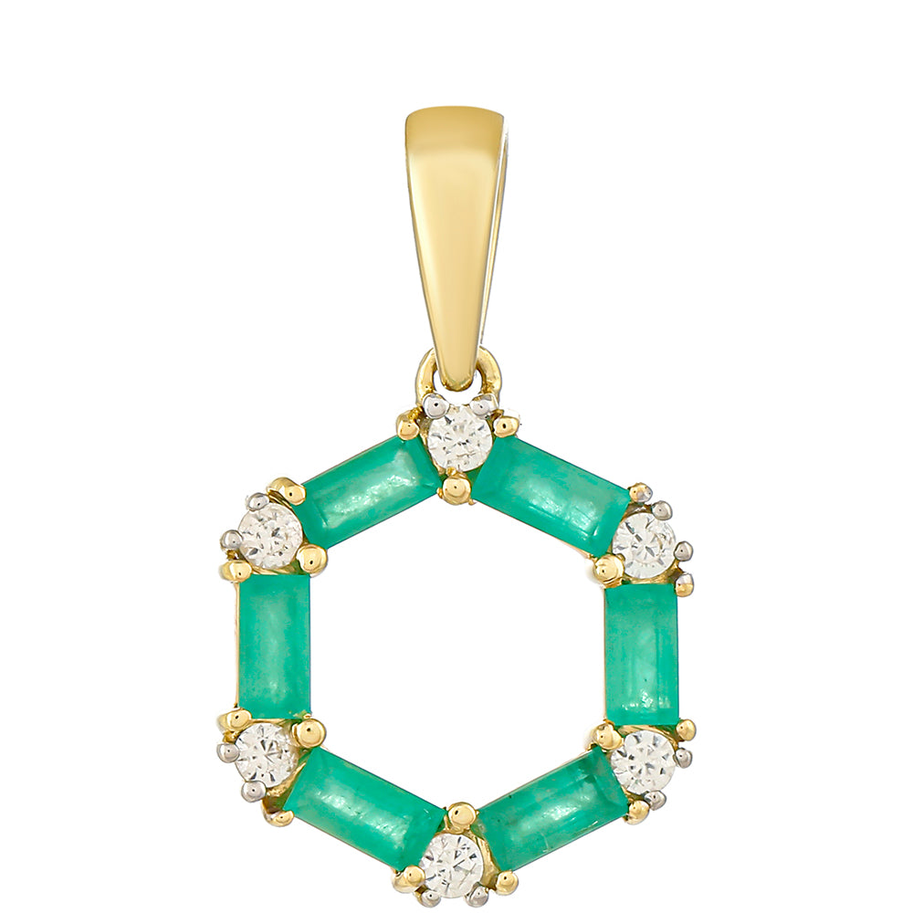 Zlatý Prívesok s Brazílskym Smaragdom a Prírodným Zirkonom