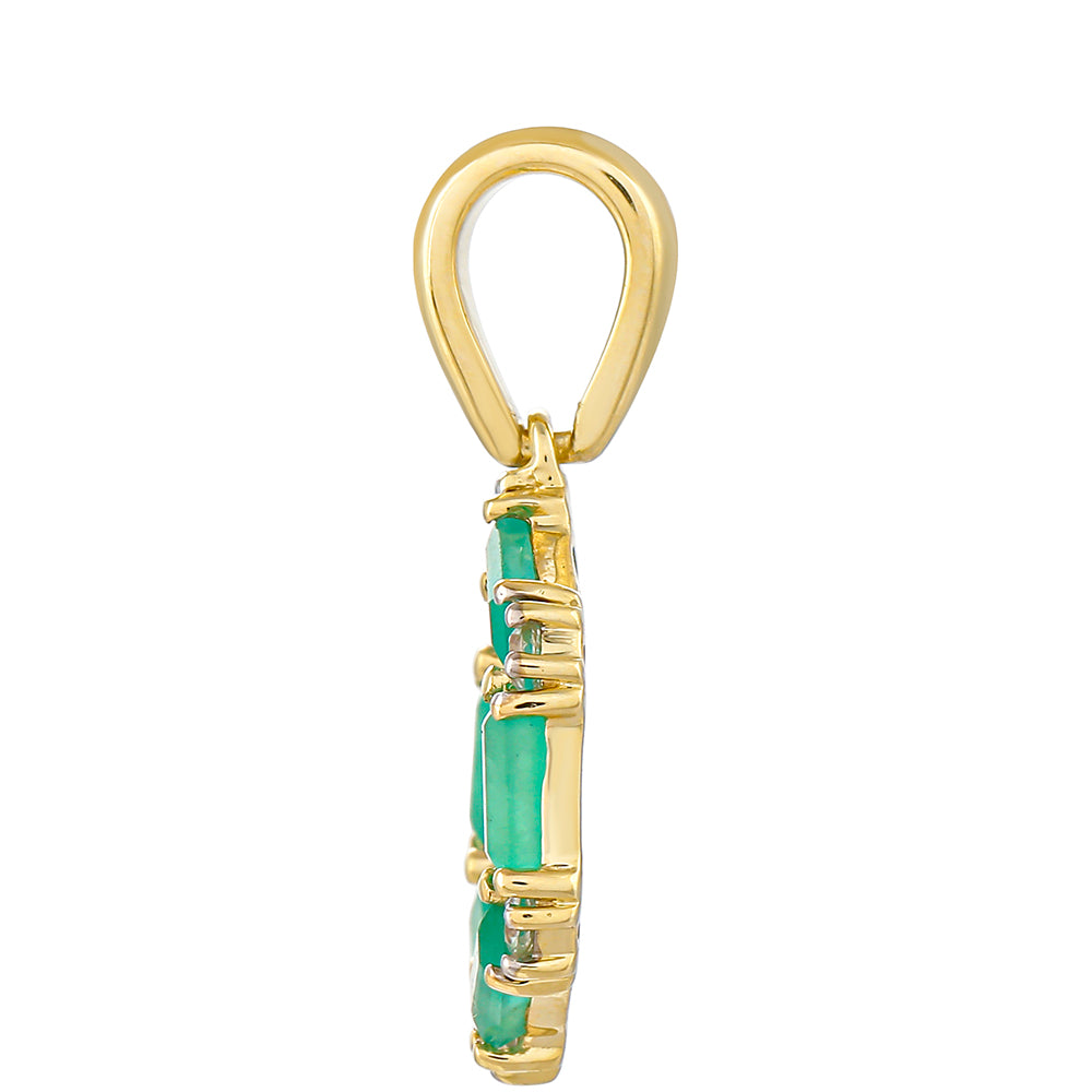 Zlatý Prívesok s Brazílskym Smaragdom a Prírodným Zirkonom 2 